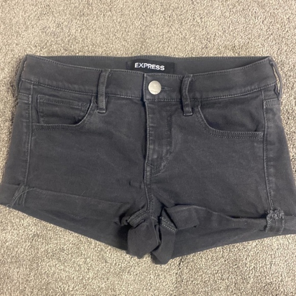 Express Black Stretch Denim Jean Shorts